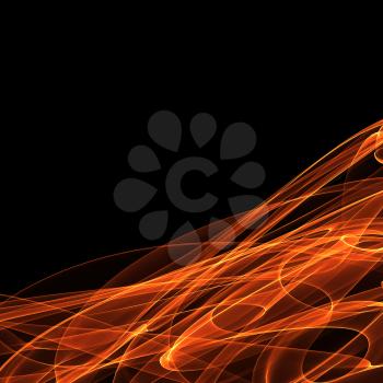Bright digital abstract fire on black background