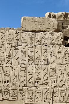 Ancient egypt hieroglyphs in the Karnak Temple, Luxor