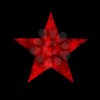 Abstract red grunge star on a black background