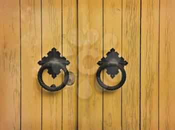 Royalty Free Photo of Wooden Doors With Handles