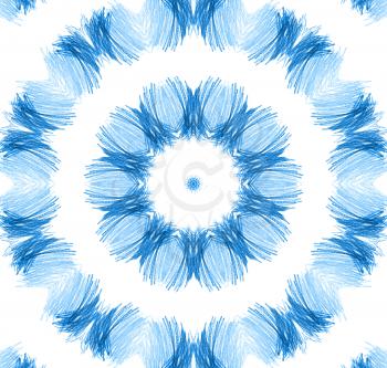 Abstract blue pencil drawn pattern on white background
