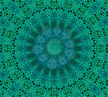 Abstract green background with radial dotted pattern