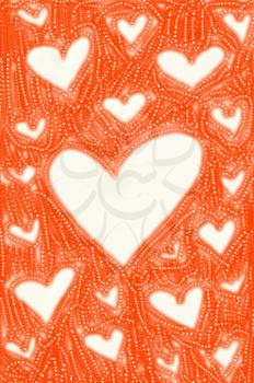 Red abstract background with hearts
