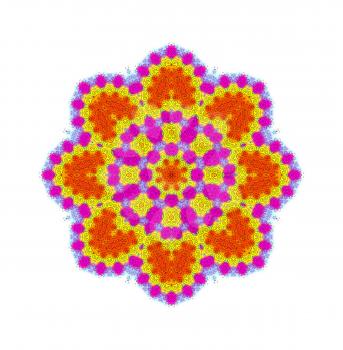 Bright color shape with abstract pattern