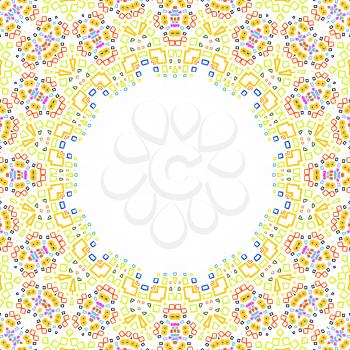 White background with bright colorful pattern frame