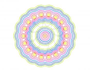 Abstract round concentric pattern from color lines on white background