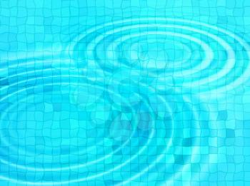 Bright blue tile background with concentric water ripples