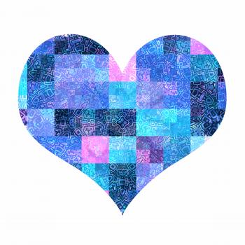 Abstract heart with bright  pattern on white background