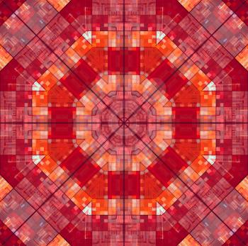 Abstract bright red square concentric pattern