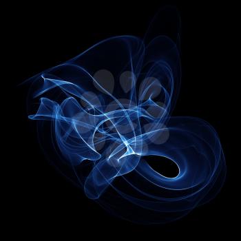 Abstract blue fume shape on black background