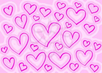 Pink background with abstract hearts pattern