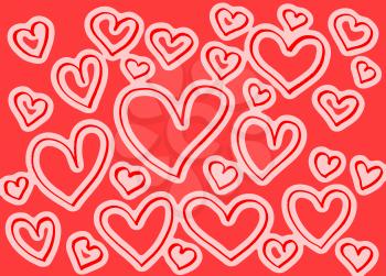 Bright background with abstract hearts pattern