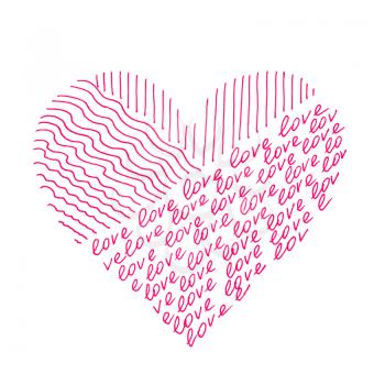 Abstract pink heart from love on white background