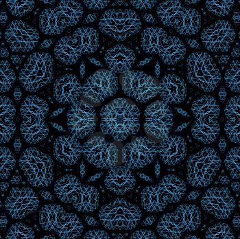 Abstract black background with concentric blue pattern