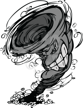 Royalty Free Clipart Image of a Tornado Mascot