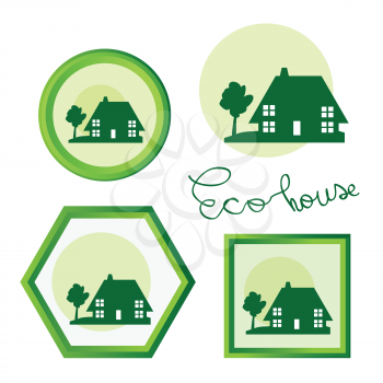 Royalty Free Clipart Image of Four Eco House Icons