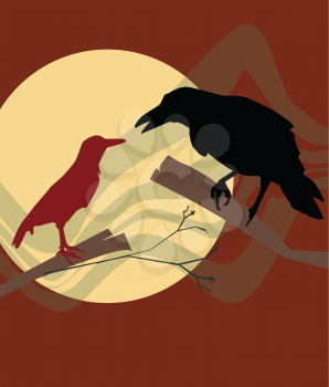 Royalty Free Clipart Image of  Crows