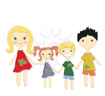 Royalty Free Clipart Image of Four Kids Holding Hands
