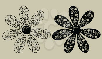 Royalty Free Clipart Image of Ornamental Flowers