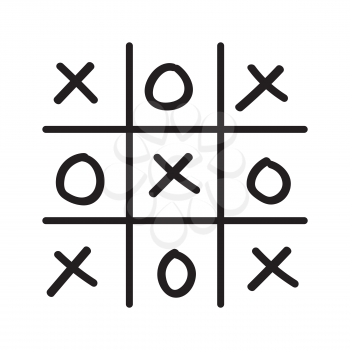 Illustration of hand drawn tic-tac-toe game isolated on white background