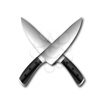Illustration of two kitchen knifes isolated on white background