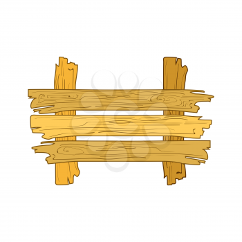 Illustration of doodle wooden plank isolated on white background