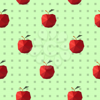 Modern flat pattern with seamless origami apples