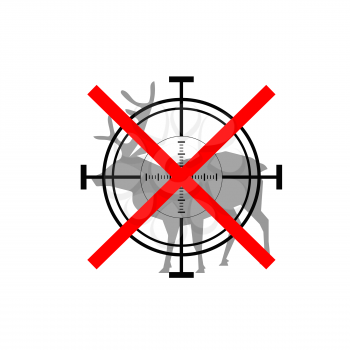 Sign of prohibited hunting deer with crosshair