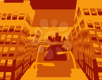 Royalty Free Clipart Image of an Abstract Illustration of a City Street 