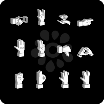 Royalty Free Clipart Image of Various Hand Icons