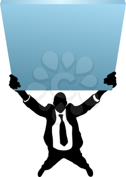 Royalty Free Clipart Image of a Businessman Holding a Sign 