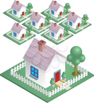 Royalty Free Clipart Image of a Neighborhood 