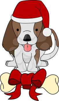 Royalty Free Clipart Image of a Dog With His Bone