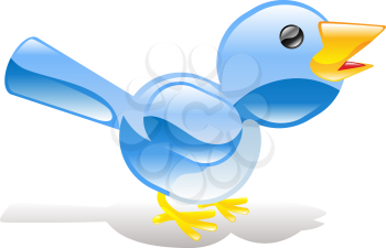 Royalty Free Clipart Image of a Blue Bird Icon