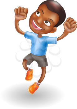 Royalty Free Clipart Image of a Boy Jumping for Joy