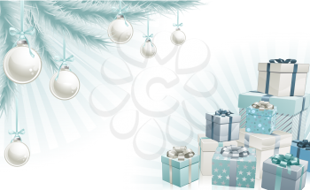 Royalty Free Clipart Image of a Christmas Tree and Presents