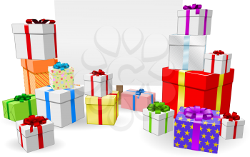 Royalty Free Clipart Image of a Pile of Presents