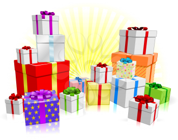 Royalty Free Clipart Image of a Pile of Presents