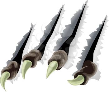 Royalty Free Clipart Image of a Creature Clawing