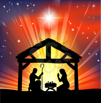 Royalty Free Clipart Image of a Nativity Scene 