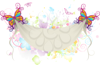 Royalty Free Clipart Image of an Abstract Butterfly Border