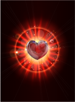 A dynamic funky cool light rays valentines heart illustration