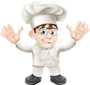 A cute chef mascot character in chef hat and chef uniform