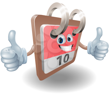 A cute desk calendar person giving a double thumbs up and smiling
