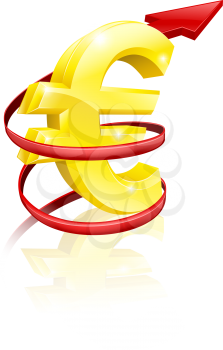 Conceptual finance or economy concept of rising price of the Euro exchange rate or just rising profits