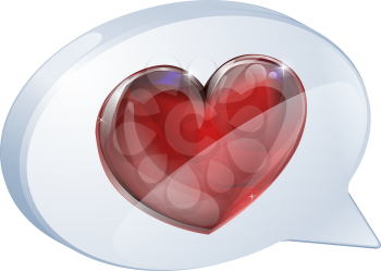 Illustration of a heart speech bubble concept icon graphic
