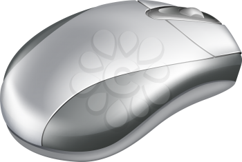 Illustration of a metallic silver mouse with wheel