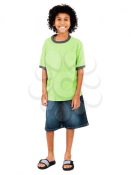 Smiling child posing isolated over white