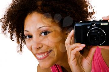 Royalty Free Photo of a Woman Holding a Camera