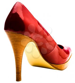 Royalty Free Photo of a Shiny Red High Heel Shoe